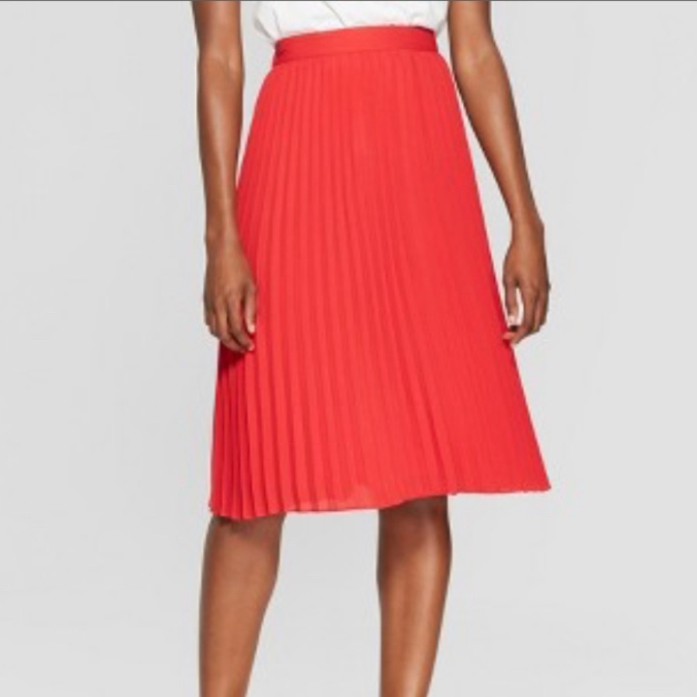 Red Pleated Skirt